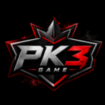 PK3 Game logo designed for modern Android gaming app in Pakistan with futuristic style and bold typography