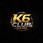 Premium K6 Club Game logo in gold and silver metallic style on a dark black background with glowing effects.