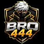 BRO444 Game HD logo featuring a masked anime-style character with silver hair, golden eyes, and a black-gold esports shield background.