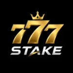 777Stake Game logo with golden 777 numbers, crown icon, and silver Stake text on a black background.